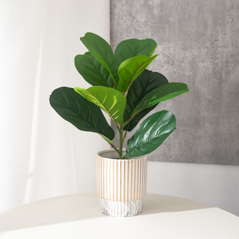 Rubber Plant Ficus - 38cm 9 Forks Artificial Ficus Plants